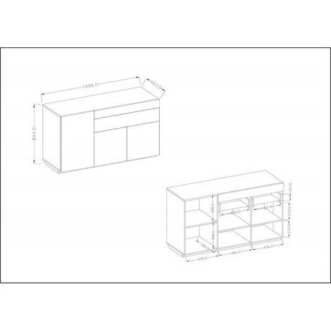 PRICE FACTORY Buffet, Bahut, Enfilade KILES Trois Portes Et Un Tiroir. Coloris Gris Anthracite Et Chêne. Style Design - Gris 4 PRICE FACTORY Buffet, Bahut, Enfilade KILES Trois Portes Et Un Tiroir. Coloris Gris Anthracite Et Chêne. Style Design - Gris – Image 4