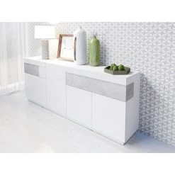 PRICE FACTORY Buffet, Bahut, Enfilade KILES Trois Portes, Deux Tiroirs. Coloris Blanc Et Gris. Style Design. - Blanc 6 PRICE FACTORY Buffet, Bahut, Enfilade KILES Trois Portes, Deux Tiroirs. Coloris Blanc Et Gris. Style Design. - Blanc -Buffet et enfilade Soldes 45410429 3