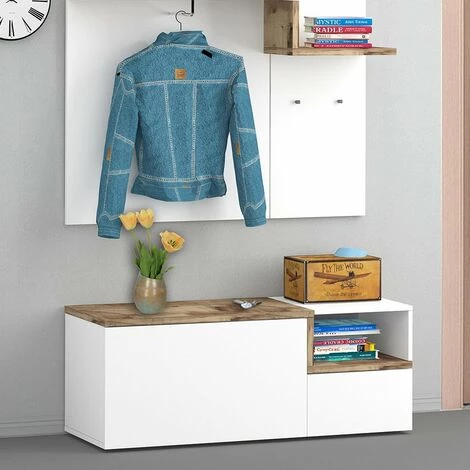 AHD AMAZING HOME DESIGN Meuble D’entrée 2 Portes Compartiment Ouvert Buffet Bas Zet Baix Acero 1 AHD AMAZING HOME DESIGN Meuble D’entrée 2 Portes Compartiment Ouvert Buffet Bas Zet Baix Acero