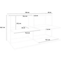 AHD AMAZING HOME DESIGN Buffet 150cm 4 Portes Rabattables Salon Salle À Manger Zet Lumi Acero -Buffet et enfilade Soldes 45683314 5