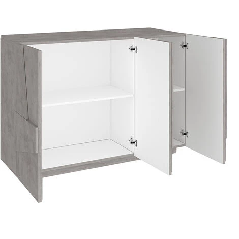 AHD AMAZING HOME DESIGN Meuble D’entrée Buffet Design Moderne 3 Portes Gris Ping Bronx M 4 AHD AMAZING HOME DESIGN Meuble D’entrée Buffet Design Moderne 3 Portes Gris Ping Bronx M – Image 4