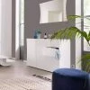AHD AMAZING HOME DESIGN Meuble Buffet Salon 2 Portes 4 Tiroirs Blanc Brillant Arco Kommode