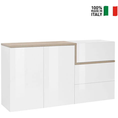 AHD AMAZING HOME DESIGN Buffet 2 Portes 3 Tiroirs Entrée Salle À Manger 150cm Zet Bolan Acero 2 AHD AMAZING HOME DESIGN Buffet 2 Portes 3 Tiroirs Entrée Salle À Manger 150cm Zet Bolan Acero – Image 2