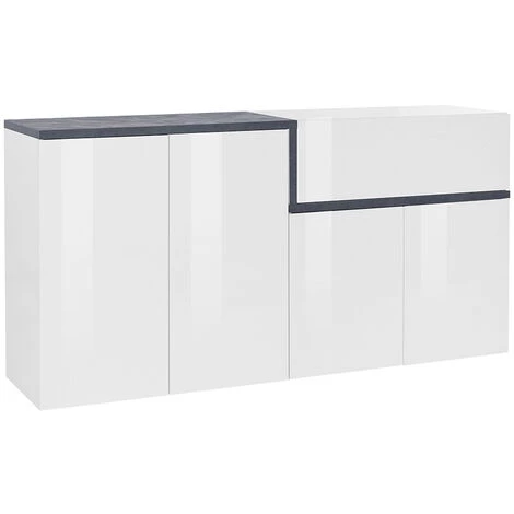 AHD AMAZING HOME DESIGN Buffet 4 Portes 1 Tiroir Entrée Salon 160cm Zet Strojk Ardesia 3 AHD AMAZING HOME DESIGN Buffet 4 Portes 1 Tiroir Entrée Salon 160cm Zet Strojk Ardesia – Image 3