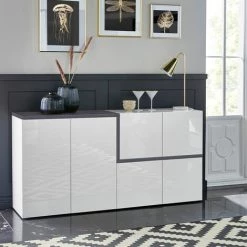 AHD AMAZING HOME DESIGN Buffet 6 Portes 160cm Design Moderne Salon Zet Fabrik Ardesia M