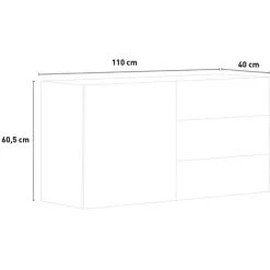 AHD AMAZING HOME DESIGN Buffet Salon Porte 3 Tiroirs Blanc Brillant Metis Three -Buffet et enfilade Soldes 45683383 4