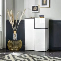 AHD AMAZING HOME DESIGN Buffet 3 Portes 80cm Entrée Design Moderne Zet Vaux Ardesia