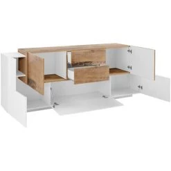 AHD AMAZING HOME DESIGN Buffet Design Moderne Blanc Bois 220cm 5 Portes 2 Tiroirs New Coro Wide -Buffet et enfilade Soldes 45683419 3