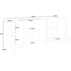 AHD AMAZING HOME DESIGN Buffet Design Moderne 210cm 6 Portes Salon Pillon Fabrik -Buffet et enfilade Soldes 45683421 5