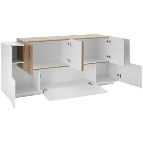 AHD AMAZING HOME DESIGN Buffet Salon Design 220cm Blanc Brillant Bois New Coro Kommode 4 AHD AMAZING HOME DESIGN Buffet Salon Design 220cm Blanc Brillant Bois New Coro Kommode – Image 4