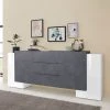 AHD AMAZING HOME DESIGN Buffet 4 Portes 3 Tiroirs 210cm Entrée Salon Pillon Lawe Ardesia