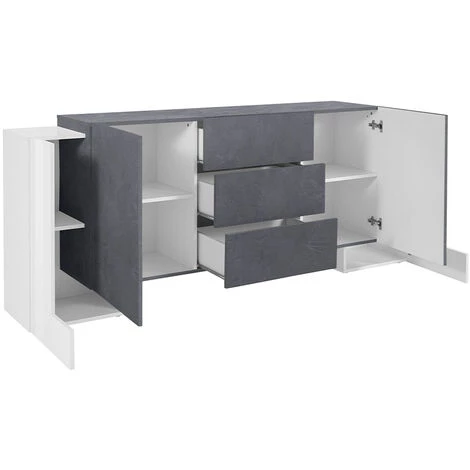 AHD AMAZING HOME DESIGN Buffet 4 Portes 3 Tiroirs 210cm Entrée Salon Pillon Lawe Ardesia 4 AHD AMAZING HOME DESIGN Buffet 4 Portes 3 Tiroirs 210cm Entrée Salon Pillon Lawe Ardesia – Image 4