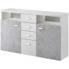 PRICE FACTORY Buffet 140cm Collection BERGAME. Coloris Gris Et Blanc. Style Design - Gris