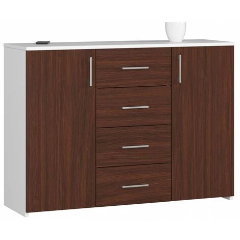 HUCOCO KIOTOS - Buffet Style Moderne Salon/salle à Manger - 110x80x35 - 2 Portes+4 Tiroirs - Wengé 1 HUCOCO KIOTOS - Buffet Style Moderne Salon/salle à Manger - 110x80x35 - 2 Portes+4 Tiroirs - Wengé