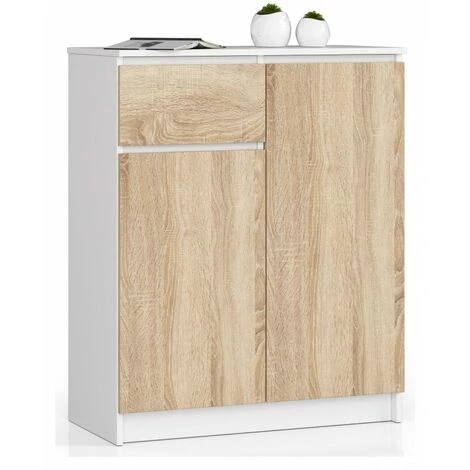 HUCOCO ELLIS - Buffet Style Moderne Salon/bureau - 80x99x40 - 1 Tiroir+2 Portes - Meuble De Salon - Sonoma 1 HUCOCO ELLIS - Buffet Style Moderne Salon/bureau - 80x99x40 - 1 Tiroir+2 Portes - Meuble De Salon - Sonoma