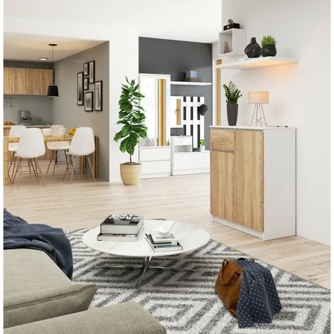 HUCOCO ELLIS - Buffet Style Moderne Salon/bureau - 80x99x40 - 1 Tiroir+2 Portes - Meuble De Salon - Sonoma 3 HUCOCO ELLIS - Buffet Style Moderne Salon/bureau - 80x99x40 - 1 Tiroir+2 Portes - Meuble De Salon - Sonoma â Image 3