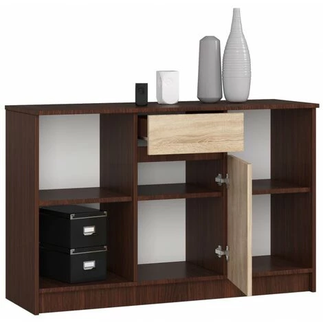 HUCOCO LARS - Buffet Style Moderne Salon/bureau - 120x77x40 - 1 Tiroir+1 Porte - Meuble De Salon - Sonoma 2 HUCOCO LARS - Buffet Style Moderne Salon/bureau - 120x77x40 - 1 Tiroir+1 Porte - Meuble De Salon - Sonoma – Image 2