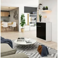 HUCOCO ELLIS - Buffet Style Moderne Salon/bureau - 80x99x40 - 2 Portes+1 Tiroir - Meuble De Salon - Noir 5 HUCOCO ELLIS - Buffet Style Moderne Salon/bureau - 80x99x40 - 2 Portes+1 Tiroir - Meuble De Salon - Noir -Buffet et enfilade Soldes 45739507 3