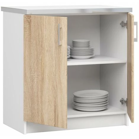HUCOCO ASTRA - Meuble De Cuisine Bas Style Moderne - 80x82x44.5 - 2 Portes - Sonoma 2 HUCOCO ASTRA - Meuble De Cuisine Bas Style Moderne - 80x82x44.5 - 2 Portes - Sonoma – Image 2