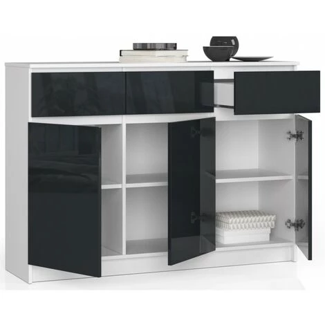 HUCOCO GRACE - Buffet Style Moderne Salon - 140x99x40 - 3 Tiroirs+3 Portes - Gris 2 HUCOCO GRACE - Buffet Style Moderne Salon - 140x99x40 - 3 Tiroirs+3 Portes - Gris – Image 2