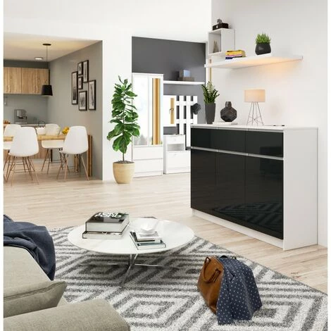 HUCOCO GRACE - Buffet Style Moderne Salon - 140x99x40 - 3 Tiroirs+3 Portes - Gris 3 HUCOCO GRACE - Buffet Style Moderne Salon - 140x99x40 - 3 Tiroirs+3 Portes - Gris – Image 3