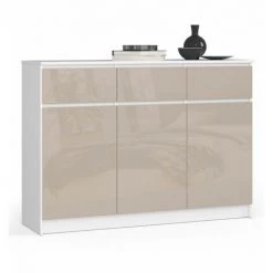 HUCOCO GRACE - Buffet Style Moderne Salon - 140x99x40 - 3 Tiroirs+3 Portes - Beige