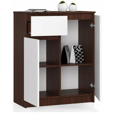 HUCOCO ELLIS - Buffet Style Moderne Salon/bureau - 80x99x40 - 2 Portes+1 Tiroir - Meuble De Salon - Blanc 2 HUCOCO ELLIS - Buffet Style Moderne Salon/bureau - 80x99x40 - 2 Portes+1 Tiroir - Meuble De Salon - Blanc – Image 2
