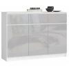 HUCOCO GRACE - Buffet Style Moderne Salon - 140x99x40 - 3 Portes+3 Tiroirs - Gris