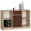 HUCOCO LARS - Buffet Style Moderne Salon/bureau - 120x77x40 - 1 Porte+1 Tiroir - Meuble De Salon - Wengé