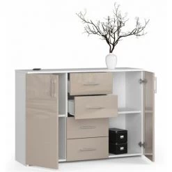 HUCOCO KIOTOS - Buffet Style Moderne Salon/salle à Manger - 110x80x35 - 4 Tiroirs+2 Portes - Beige -Buffet et enfilade Soldes 45742228 3