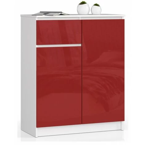 HUCOCO ELLIS - Buffet Style Moderne Salon/bureau - 80x99x40 - 2 Portes+1 Tiroir - Meuble De Salon - Rouge 1 HUCOCO ELLIS - Buffet Style Moderne Salon/bureau - 80x99x40 - 2 Portes+1 Tiroir - Meuble De Salon - Rouge