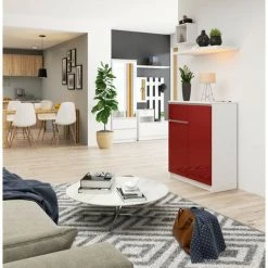 HUCOCO ELLIS - Buffet Style Moderne Salon/bureau - 80x99x40 - 2 Portes+1 Tiroir - Meuble De Salon - Rouge 5 HUCOCO ELLIS - Buffet Style Moderne Salon/bureau - 80x99x40 - 2 Portes+1 Tiroir - Meuble De Salon - Rouge -Buffet et enfilade Soldes 45742233 3
