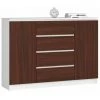 HUCOCO OSCAR - Buffet Style Moderne Salon/bureau - 140x99x40 - 2 Portes+4 Tiroirs - Meuble De Salon - Wengé