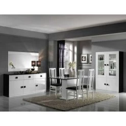 DANSMAMAISON Buffet 3 Portes 3 Tiroirs Blanc/Noir - ZEME - L 180 X L 49 X H 85 Cm - Noir Et Blanc -Buffet et enfilade Soldes 45792509 3