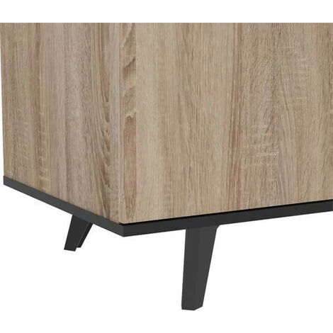 DANSMAMAISON Buffet 3 Portes 3 Niches Chêne/Noir - AVIGNON - L 161 X L 44 X H 73 Cm - Bois 5 DANSMAMAISON Buffet 3 Portes 3 Niches Chêne/Noir - AVIGNON - L 161 X L 44 X H 73 Cm - Bois – Image 5