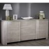 DANSMAMAISON Buffet 2 Portes 3 Tiroirs Chêne Beige - TOULOUSE - L 205 X L 42 X H 87 Cm - Bois Clair