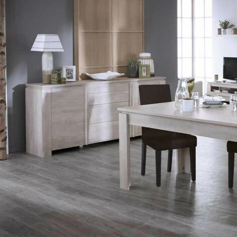 DANSMAMAISON Buffet 2 Portes 3 Tiroirs Chêne Beige - TOULOUSE - L 205 X L 42 X H 87 Cm - Bois Clair 2 DANSMAMAISON Buffet 2 Portes 3 Tiroirs Chêne Beige - TOULOUSE - L 205 X L 42 X H 87 Cm - Bois Clair – Image 2