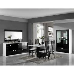 DANSMAMAISON Buffet 3 Portes 3 Tiroirs Noir/Blanc - ZEME - L 180 X L 49 X H 85 Cm - Noir Et Blanc -Buffet et enfilade Soldes 45792556 3