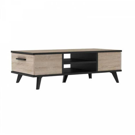 DANSMAMAISON Table Basse 2 Tiroirs Chêne/Noir - AVIGNON - L 106 X L 50 X H 35 Cm - Bois 2 DANSMAMAISON Table Basse 2 Tiroirs Chêne/Noir - AVIGNON - L 106 X L 50 X H 35 Cm - Bois – Image 2
