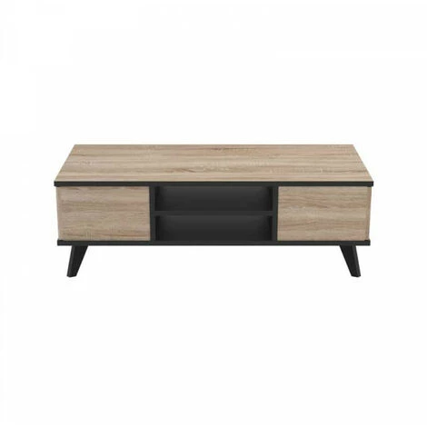 DANSMAMAISON Table Basse 2 Tiroirs Chêne/Noir - AVIGNON - L 106 X L 50 X H 35 Cm - Bois 4 DANSMAMAISON Table Basse 2 Tiroirs Chêne/Noir - AVIGNON - L 106 X L 50 X H 35 Cm - Bois – Image 4