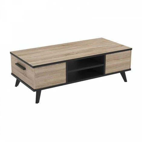 DANSMAMAISON Table Basse 2 Tiroirs Chêne/Noir - AVIGNON - L 106 X L 50 X H 35 Cm - Bois 5 DANSMAMAISON Table Basse 2 Tiroirs Chêne/Noir - AVIGNON - L 106 X L 50 X H 35 Cm - Bois – Image 5