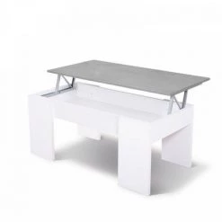 DANSMAMAISON Table Basse Relevable Blanc/Béton Ciré Clair - OXNARD - L 100 X L 50 X H 45 Cm - Blanc 9 DANSMAMAISON Table Basse Relevable Blanc/Béton Ciré Clair - OXNARD - L 100 X L 50 X H 45 Cm - Blanc -Buffet et enfilade Soldes 45792580 5