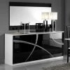 DANSMAMAISON Buffet 3 Portes 3 Tiroirs Noir/Blanc - CROSS - L 180 X L 49 X H 85 Cm - Noir Et Blanc
