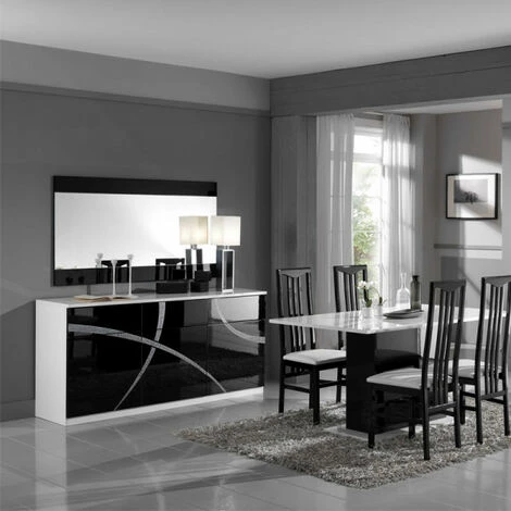 DANSMAMAISON Buffet 3 Portes 3 Tiroirs Noir/Blanc - CROSS - L 180 X L 49 X H 85 Cm - Noir Et Blanc 2 DANSMAMAISON Buffet 3 Portes 3 Tiroirs Noir/Blanc - CROSS - L 180 X L 49 X H 85 Cm - Noir Et Blanc – Image 2