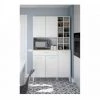 DANSMAMAISON Buffet 5 Portes + 1 Tiroir + Range Bouteille - Blanc/Chêne - TEKANA - L 108 X L 40 X H 186 - Blanc