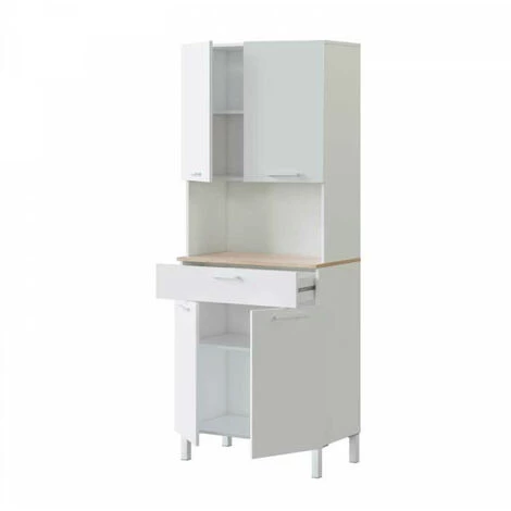 DANSMAMAISON Buffet 4 Portes Blanc/Chêne - TEKANA - L 72 X L 40 X H 186 - Blanc 3 DANSMAMAISON Buffet 4 Portes Blanc/Chêne - TEKANA - L 72 X L 40 X H 186 - Blanc – Image 3