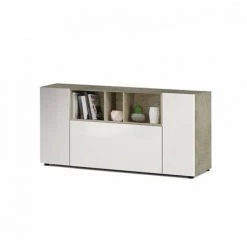 DANSMAMAISON Buffet 3 Portes Blanc/Chêne - ARTICA - L 150 X L 41 X H 76 Cm - Blanc -Buffet et enfilade Soldes 45792924 4