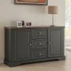 DANSMAMAISON Buffet 2 Portes 3 Tiroirs Taupe/Chêne - DUNE - L 138 X L 39 X H 83 Cm - Taupe