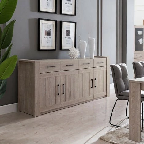 DANSMAMAISON Buffet 4 Portes 4 Tiroirs Chêne - PYLA - L 217.5 X L 44.5 X H 90 Cm - Bois 1 DANSMAMAISON Buffet 4 Portes 4 Tiroirs Chêne - PYLA - L 217.5 X L 44.5 X H 90 Cm - Bois