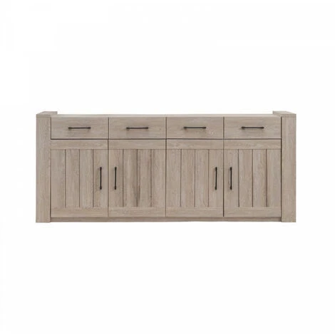 DANSMAMAISON Buffet 4 Portes 4 Tiroirs Chêne - PYLA - L 217.5 X L 44.5 X H 90 Cm - Bois 4 DANSMAMAISON Buffet 4 Portes 4 Tiroirs Chêne - PYLA - L 217.5 X L 44.5 X H 90 Cm - Bois – Image 4